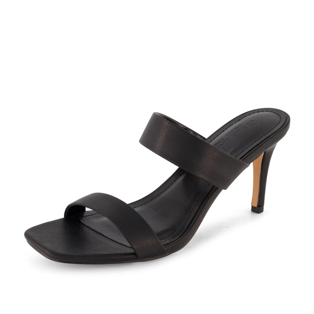 CUSHIONAIRE Black Two Band Heeled Sandal